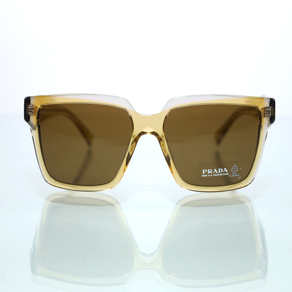Prada Square Oversized Sunglasses - Ocher-Crystal Grey/Dark Brown - NIB - Picture 1 of 10
